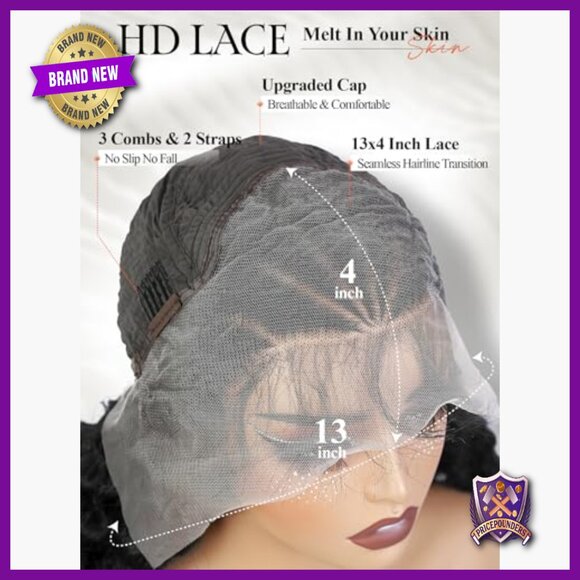 13x4 Lace Front Wig with Pre-Braided Cornrows, Deep Wave 4C Texture main image 5